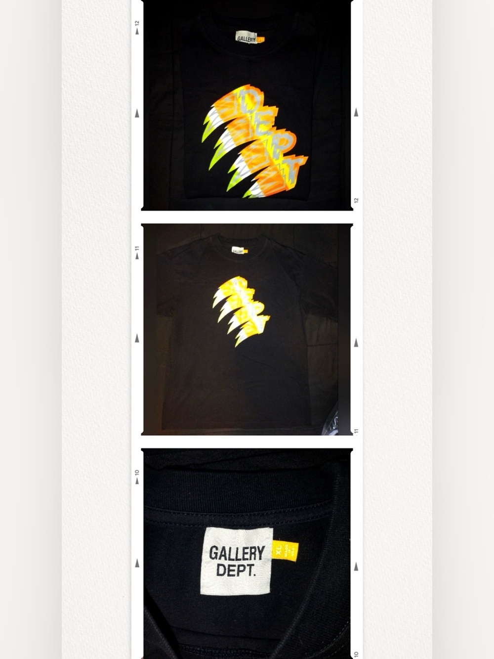 Men’s XL Gallery Dept. Black Short Sleeve T Shirt DEPT Lettering In Flames